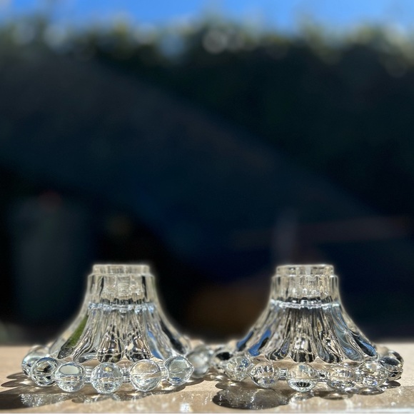 Vintage 4 Anchor Hocking Berwick Boopie clear glass candlestick - Picture 2 of 8